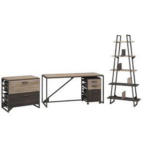 bush furniture refinery 4 piece industrial office set in rustic gray