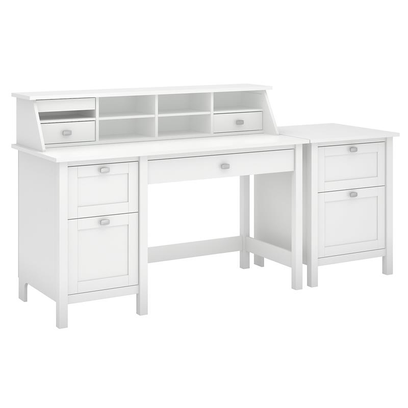 Bush Furniture Broadview Computer Desk Office Suite in Pure White