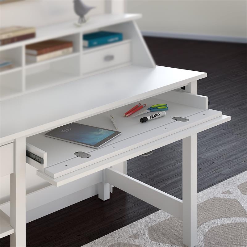 Bush Furniture Broadview Computer Desk with Drawers in Pure White