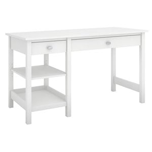 Bush Furniture Broadview Computer Desk with Shelves in Pure White