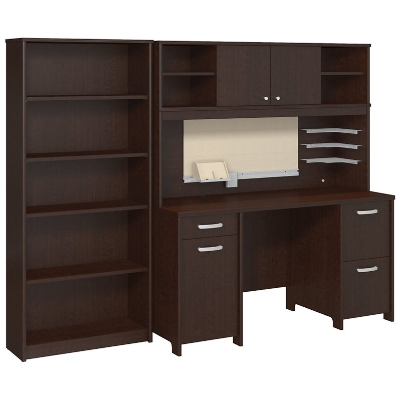 Bush Furniture Envoy Office Desk With Hutch Suite In Cherry Bush Furniture Envoy Office Desk With Hutch Suite In Cherry