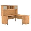 Bush Furniture Somerset 72W L Shaped Desk with Hutch in Maple Cross