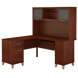 Bush Furniture Somerset 60W L Shaped Desk with Hutch - Engineered Wood