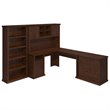 Yorktown L Desk with Hutch File & Bookcase in Antique Cherry - Engineered Wood