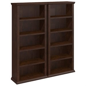 Yorktown 5 Shelf Bookcases in Set of 2 - Engineered Wood