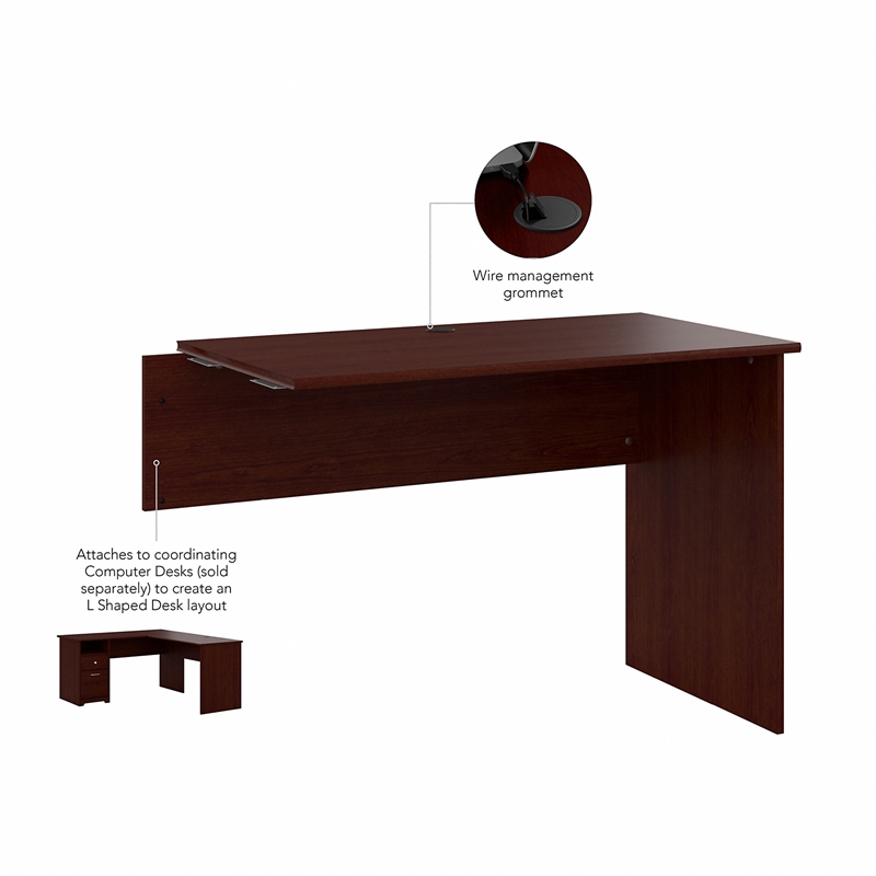 Bush Furniture Cabot Engineered Wood 42W Shell Desk Return in Harvest Cherry