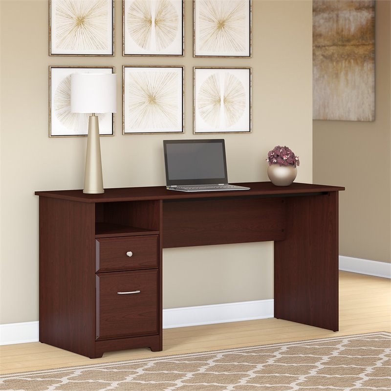Bush Furniture Cabot 60w Computer Desk With Drawers In Harvest Cherry