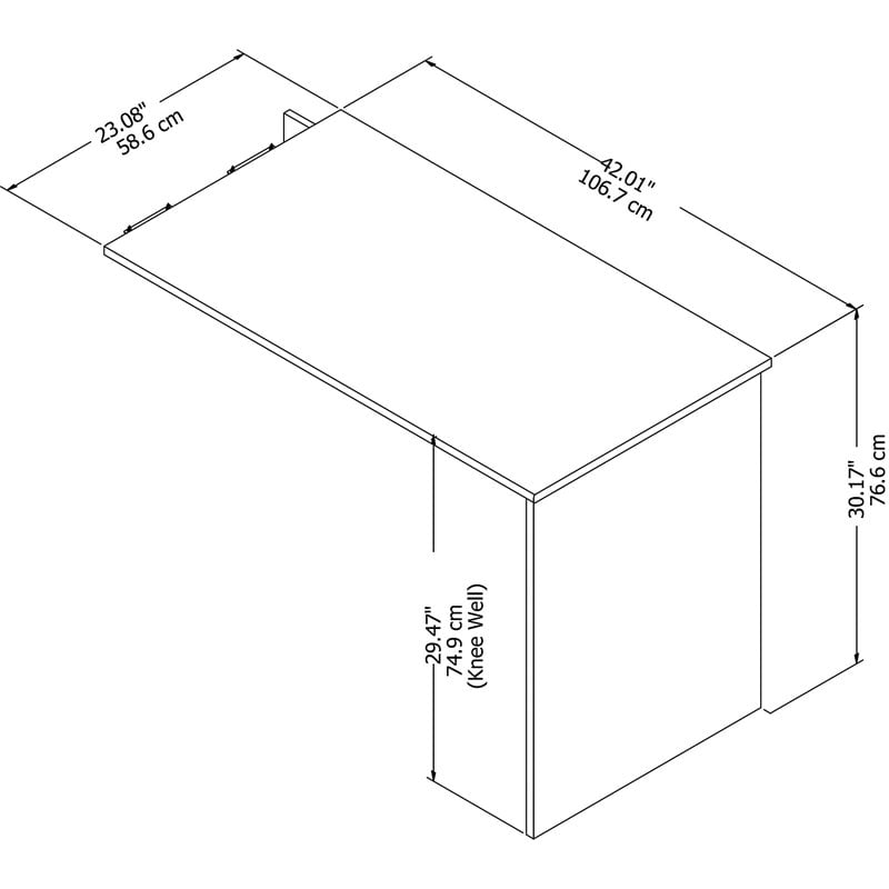 Bush Furniture Cabot Engineered Wood 42W Shell Desk Return in Espresso Oak