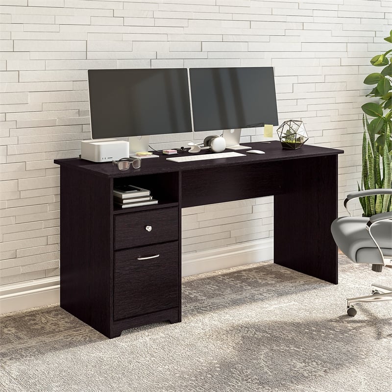 Cabot L Shaped Computer Desk with Storage in Espresso Oak