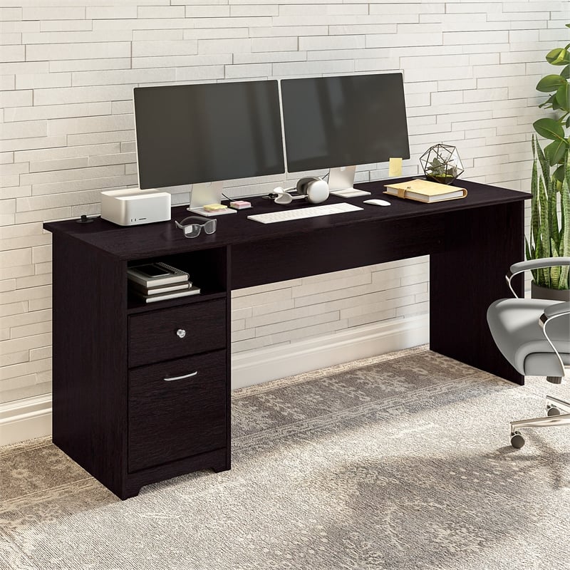 Cabot 72W Computer Desk with Drawers in Espresso Oak - Engineered Wood