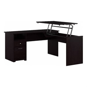Cabot 60W 3 Position L Shaped Sit Stand Desk in Espresso Oak - Engineered Wood