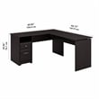 Bush Furniture Cabot 60W 3 Position L Shaped Sit Stand Desk in Espresso Oak