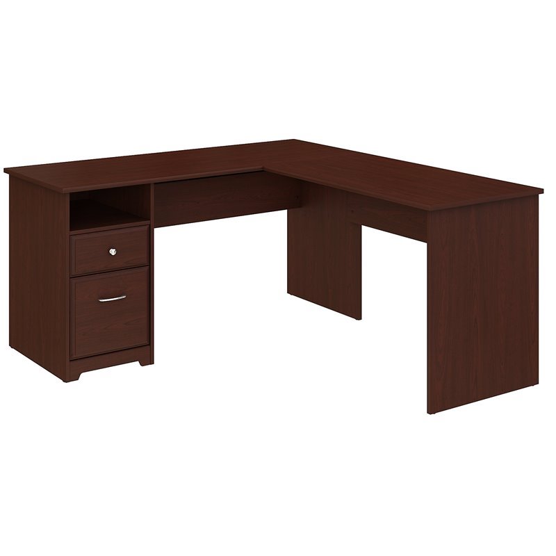Bush Furniture Cabot 60W L Shaped Computer Desk with Drawers in Harvest