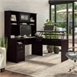 Cabot 60W 3 Position Sit to Stand L Desk & Hutch in Espresso Oak - Eng Wood
