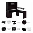 Cabot 60W 3 Position Sit to Stand L Desk & Hutch in Espresso Oak - Eng Wood