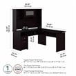 Cabot 60W 3 Position Sit to Stand L Desk & Hutch in Espresso Oak - Eng Wood