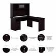 Cabot 60W L Shaped Computer Desk with Hutch in Espresso Oak - Engineered Wood
