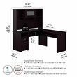 Cabot 60W L Shaped Computer Desk with Hutch in Espresso Oak - Engineered Wood