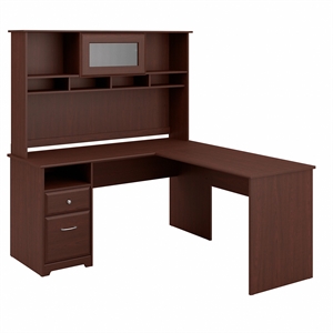 bush furniture cabot 60w l shaped computer desk with hutch & drawers