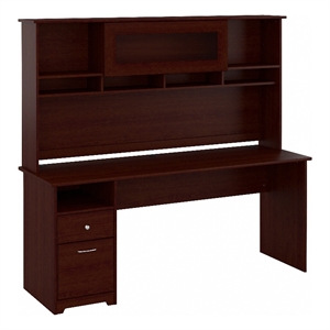 Bush Furniture Cabot 72W Computer Desk with Hutch and Drawers in Harvest Cherry