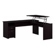 Cabot 72W 3 Position Sit to Stand L Desk in Espresso Oak - Engineered Wood