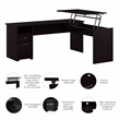 Cabot 72W 3 Position Sit to Stand L Desk in Espresso Oak - Engineered Wood