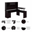 Bush Cabot 3 Position L Shaped Sit to Stand Desk with Hutch in Espresso