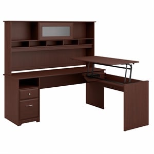 bush furniture cabot 72w 3 position l shaped sit to stand desk with hutch
