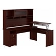 Bush Furniture Cabot 72W 3 Position L Shaped Sit to Stand Desk with Hutch