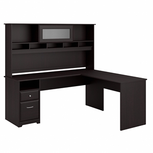 bush furniture cabot 72w l shaped computer desk with hutch and drawers