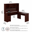 Bush Furniture Cabot 72W L Shaped Computer Desk with Hutch and Drawers in Cherry