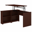 Bush Furniture Cabot 52W 3 Position Sit Stand Corner-Bookshelf Desk in Cherry
