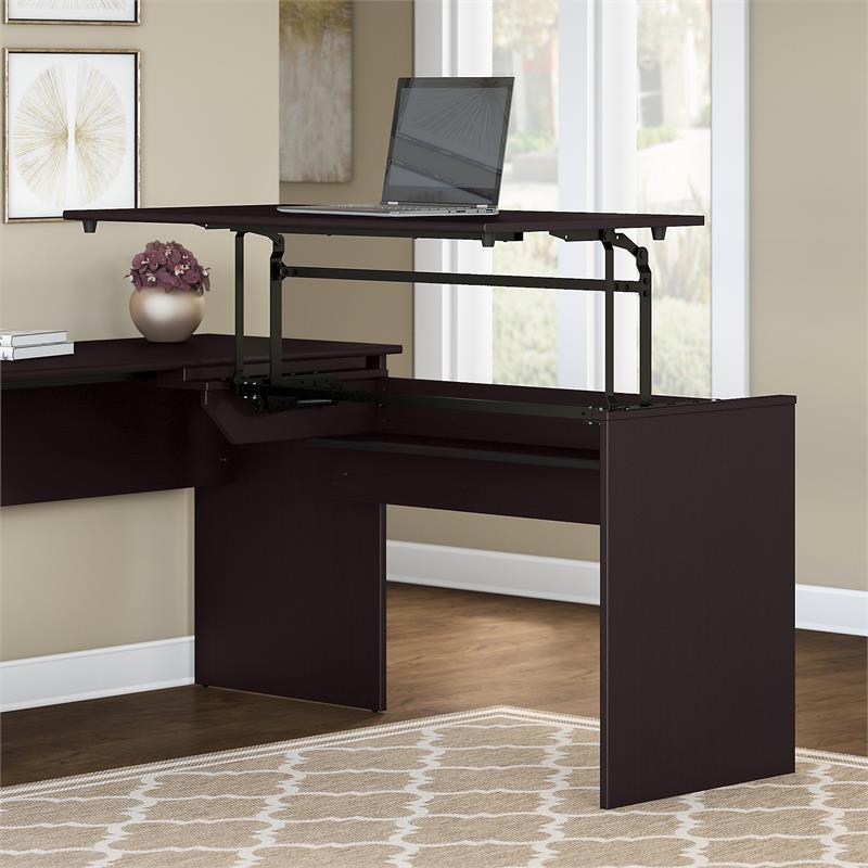 Bush Cabot 42W 3 Position Sit to Stand Desk Return in Espresso Oak