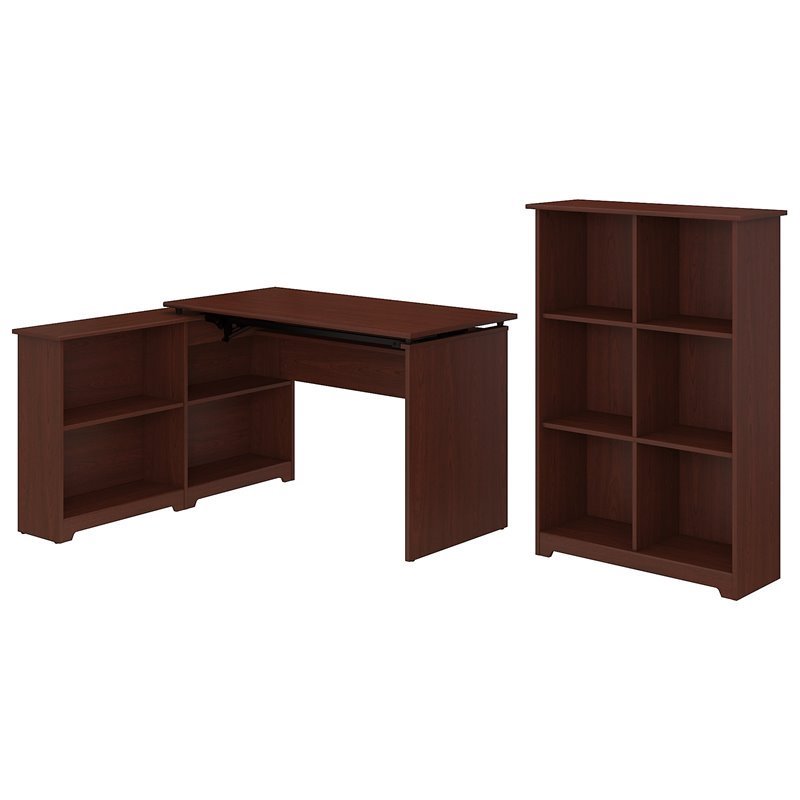 Bush Furniture Cabot 52w Sit To Stand Corner Bookshelf Desk With Bush Furniture Cabot 52w Sit To Stand