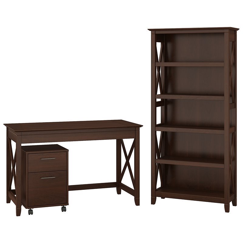 Key West Writing Desk And Mobile File Cabinet And Bookcase In