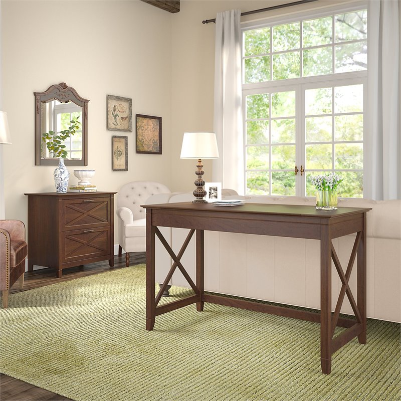 Bush Furniture Key West Writing Desk with 2 Drawer File in