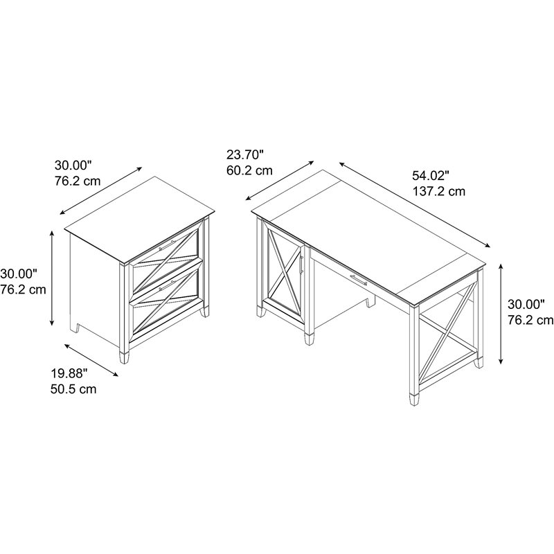 Key West Computer Desk with Lateral File Cabinet in Cherry - Engineered Wood