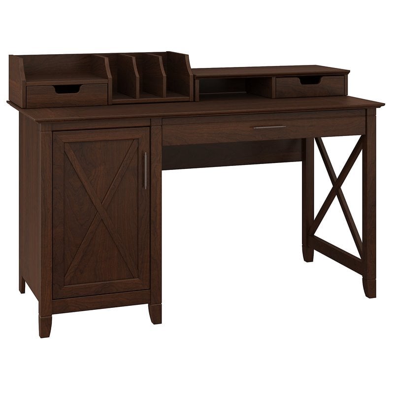 Key West Computer Desk With Storage And Desktop Organizers In