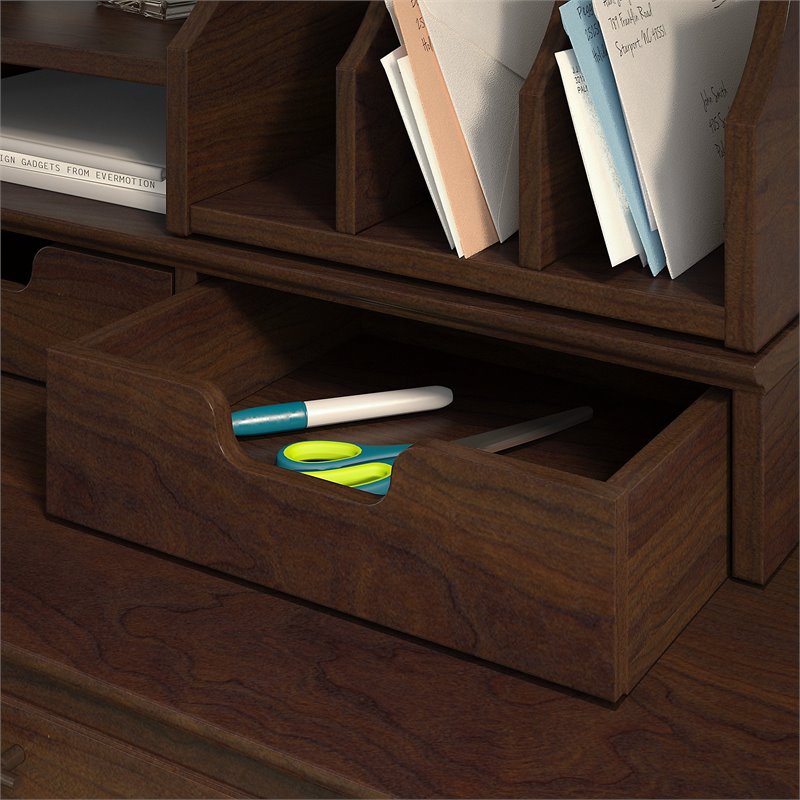 Bush Furniture Key West Desktop Organizer with Drawers in Bing Cherry