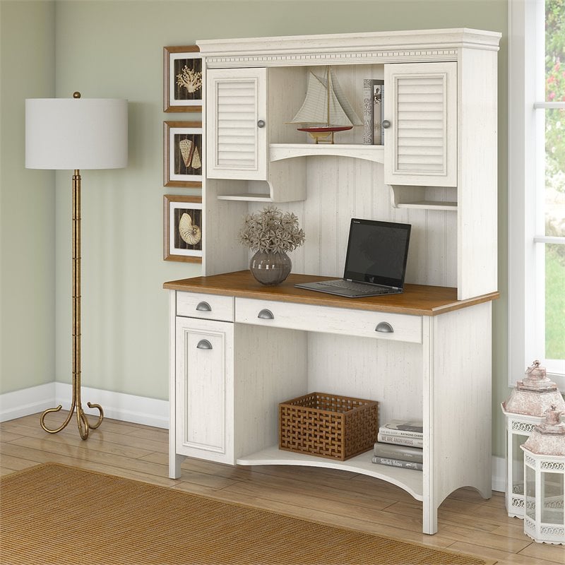 Fairview Computer Desk With Hutch And Drawers In Antique White   1822554 1 L 