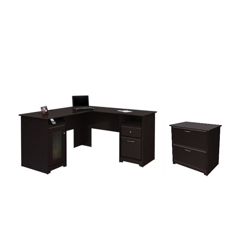 Bush furniture cabot l shaped deals computer desk in espresso oak