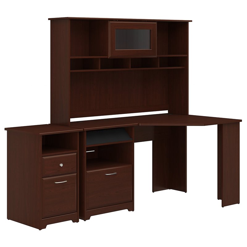 Bush Furniture Cabot Corner Desk With Hutch And 2 Drawer File Cabinet Cab024hvc