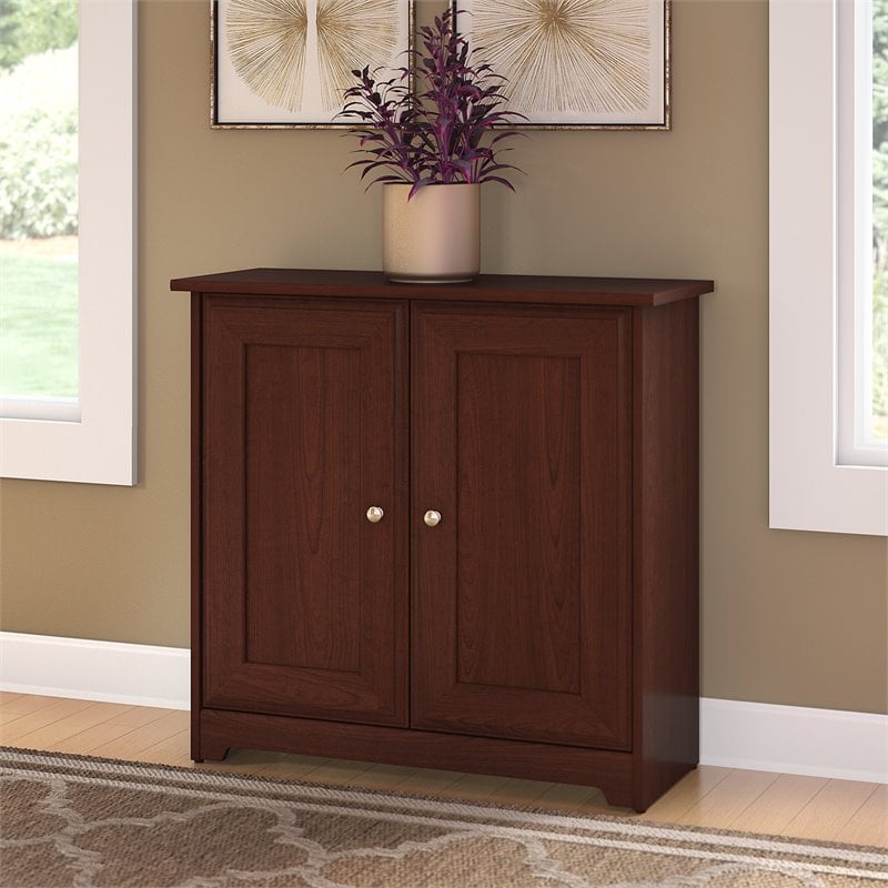 Bush Cabot Small Storage Cabinet With Doors In Harvest Cherry   1826953 1826954 L 