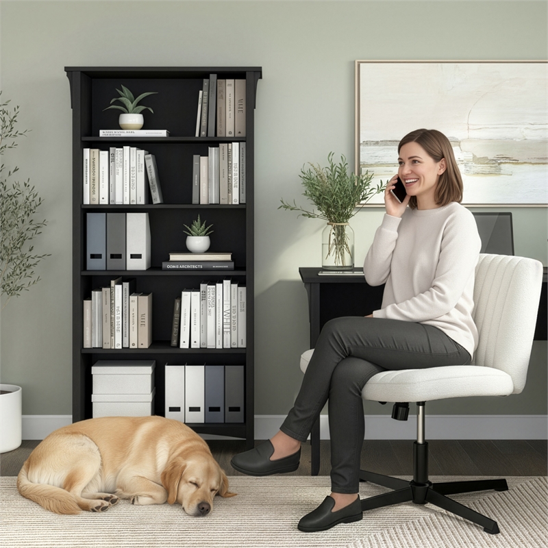 Salinas Tall 5 Shelf Bookcase in Vintage Black - Engineered Wood