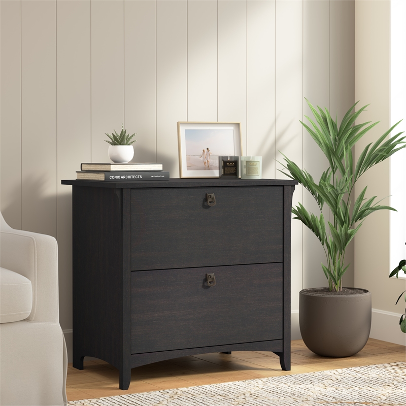 Salinas 2 Drawer Lateral File Cabinet in Vintage Black - Engineered Wood