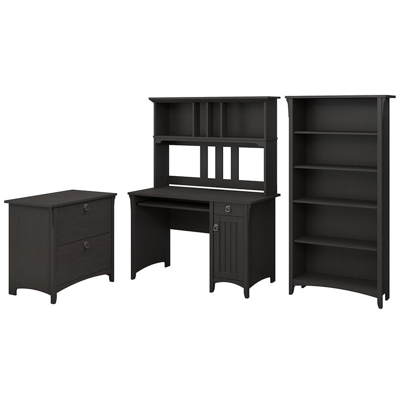 Salinas Mission Desk with Hutch and Storage in Vintage Black