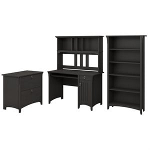 salinas mission desk with hutch and storage in vintage black - engineered wood