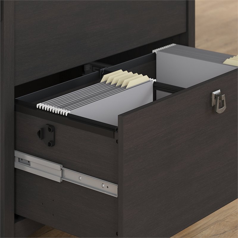 Salinas L Desk with Storage 3 Pc. Set in Vintage Black - Engineered Wood