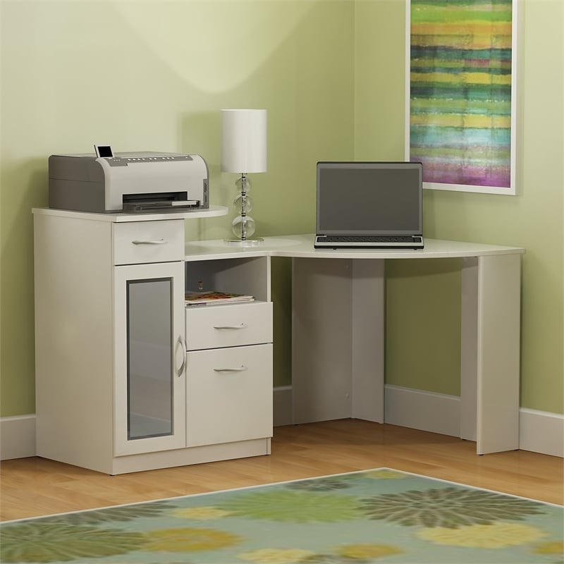 Bush Furniture Vantage Corner Desk in Pure White - HM66115A-03K