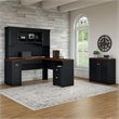 Fairview L Desk with Hutch and Low Storage in Antique Black - Engineered Wood